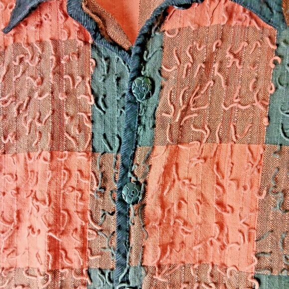 Vintaqge One Direction Womens Gingham Checkered Fringe Cropped Jacket. - Picture 4 of 9